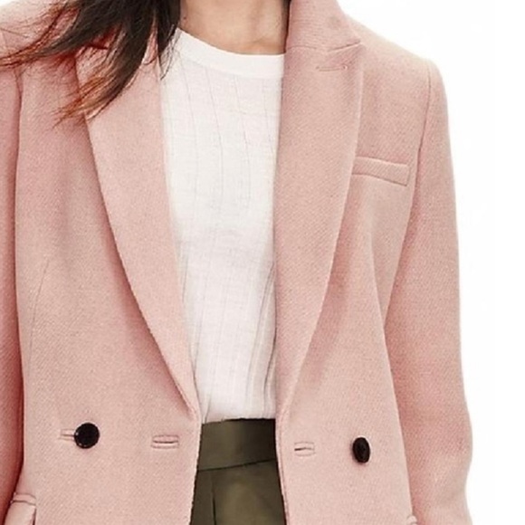 BANANA REPUBLIC PINK DOUBLE-BREASTED COAT PINK BLUSH MEDIUM - Picture 4 of 16